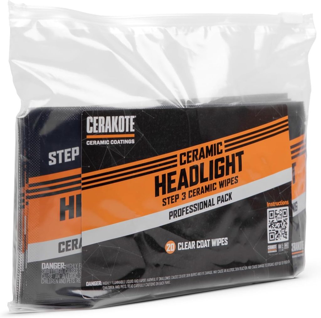 CERAKOTE® Ceramic Headlight Restoration Kit – Guaranteed To Last As Long As You Own Your Vehicle – Brings Headlights back to Like New Condition - 3 Easy Steps - No Power Tools Required