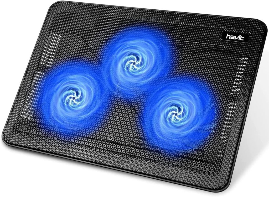 havit Laptop Cooling Pad, HV-F2056 15.6-17 Slim Portable USB Powered (3 Fans), Black/Blue