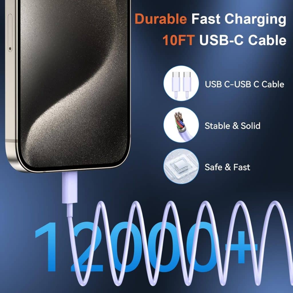 iPhone 16 15 Pro Max Charger Fast Charging, 30W USB C iPhone 15 16 Pro Max Fast Charger Block with 10FT Long USB C Charging Cable for iPhone 16 Pro Max/16 Pro/15 Pro Max,iPad,Samsung Galaxy S24 Ultra