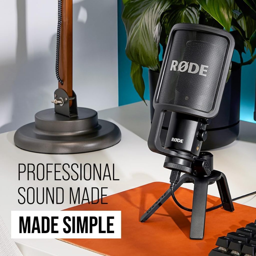 RØDE NT-USB+ Professional-Grade USB Condenser Microphone For Recording Studio Quality Audio Directly To A Computer Or Mobile Device, Black