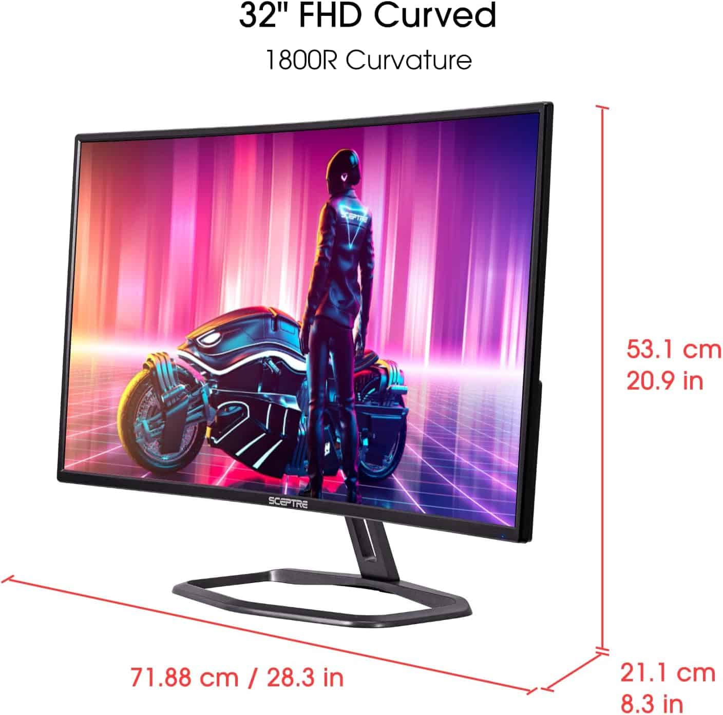 Sceptre 34-Inch Curved Ultrawide WQHD Monitor 3440 x 1440 R1500 up to 165Hz DisplayPort x2 99% sRGB 1ms Picture by Picture, Machine Black 2023 (C345B-QUT168)